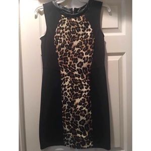 black and leopard print dress